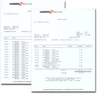 チェックアウトの書類