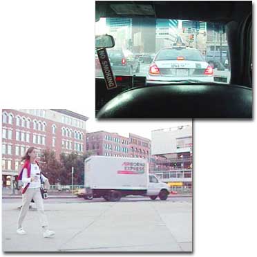 タクシー車内からのボストン市内の景色